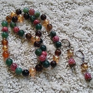 Handmade Gemstone Necklace Set "Autumn"